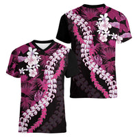 Akala Aloha Hawaii Lei Women V-Neck T-Shirt Tropical Flowers Elegant Vibe LT14 - Polynesian Pride