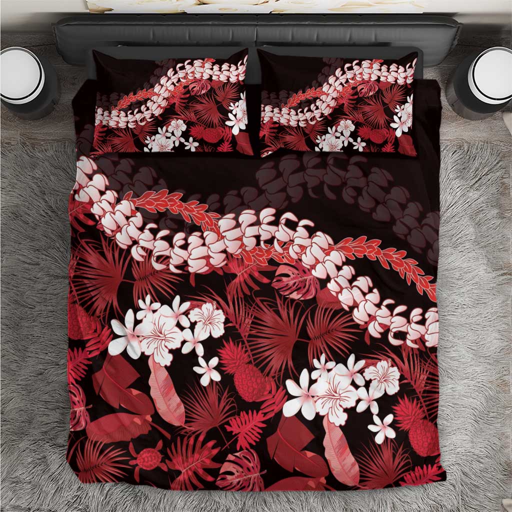 Ulaula Aloha Hawaii Lei Bedding Set Tropical Flowers Elegant Vibe LT14 Red - Polynesian Pride