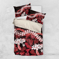 Ulaula Aloha Hawaii Lei Bedding Set Tropical Flowers Elegant Vibe LT14 US Twin 172cm x 218cm Red - Polynesian Pride