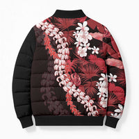 Ulaula Aloha Hawaii Lei Bomber Puffer Jacket Tropical Flowers Elegant Vibe LT14 - Polynesian Pride