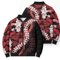 Ulaula Aloha Hawaii Lei Bomber Puffer Jacket Tropical Flowers Elegant Vibe LT14 - Polynesian Pride