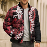 Ulaula Aloha Hawaii Lei Bomber Puffer Jacket Tropical Flowers Elegant Vibe LT14 - Polynesian Pride