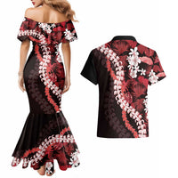 Ulaula Aloha Hawaii Lei Couples Matching Mermaid Dress and Hawaiian Shirt Tropical Flowers Elegant Vibe LT14 - Polynesian Pride