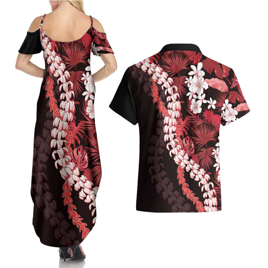 Ulaula Aloha Hawaii Lei Couples Matching Summer Maxi Dress and Hawaiian Shirt Tropical Flowers Elegant Vibe LT14 - Polynesian Pride