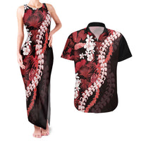 Ulaula Aloha Hawaii Lei Couples Matching Tank Maxi Dress and Hawaiian Shirt Tropical Flowers Elegant Vibe LT14 Red - Polynesian Pride