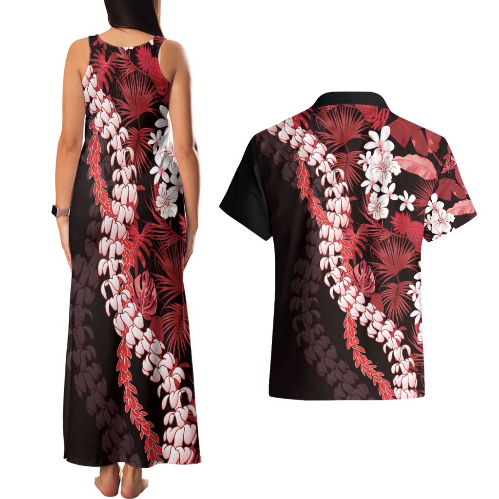 Ulaula Aloha Hawaii Lei Couples Matching Tank Maxi Dress and Hawaiian Shirt Tropical Flowers Elegant Vibe LT14 - Polynesian Pride
