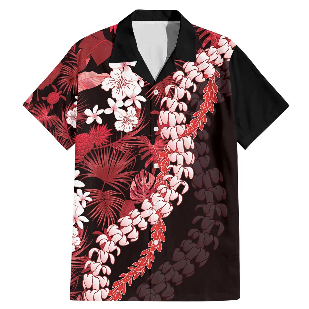 Ulaula Aloha Hawaii Lei Family Matching Mermaid Dress and Hawaiian Shirt Tropical Flowers Elegant Vibe LT14 Dad's Shirt - Short Sleeve Red - Polynesian Pride