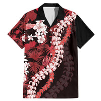 Ulaula Aloha Hawaii Lei Family Matching Mermaid Dress and Hawaiian Shirt Tropical Flowers Elegant Vibe LT14 Dad's Shirt - Short Sleeve Red - Polynesian Pride