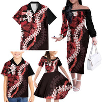 Ulaula Aloha Hawaii Lei Family Matching Off The Shoulder Long Sleeve Dress and Hawaiian Shirt Tropical Flowers Elegant Vibe LT14 - Polynesian Pride