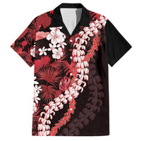 Ulaula Aloha Hawaii Lei Family Matching Puletasi and Hawaiian Shirt Tropical Flowers Elegant Vibe LT14 Dad's Shirt - Short Sleeve Red - Polynesian Pride