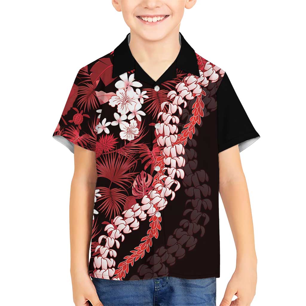 Ulaula Aloha Hawaii Lei Family Matching Short Sleeve Bodycon Dress and Hawaiian Shirt Tropical Flowers Elegant Vibe LT14 Son's Shirt Red - Polynesian Pride