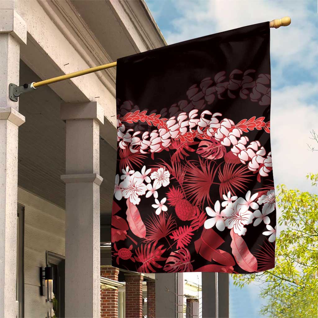 Ulaula Aloha Hawaii Lei Garden Flag Tropical Flowers Elegant Vibe LT14 House Flag Red - Polynesian Pride