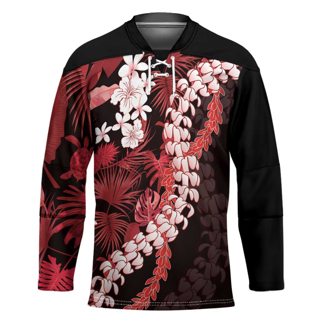 Ulaula Aloha Hawaii Lei Hockey Jersey Tropical Flowers Elegant Vibe - Polynesian Pride