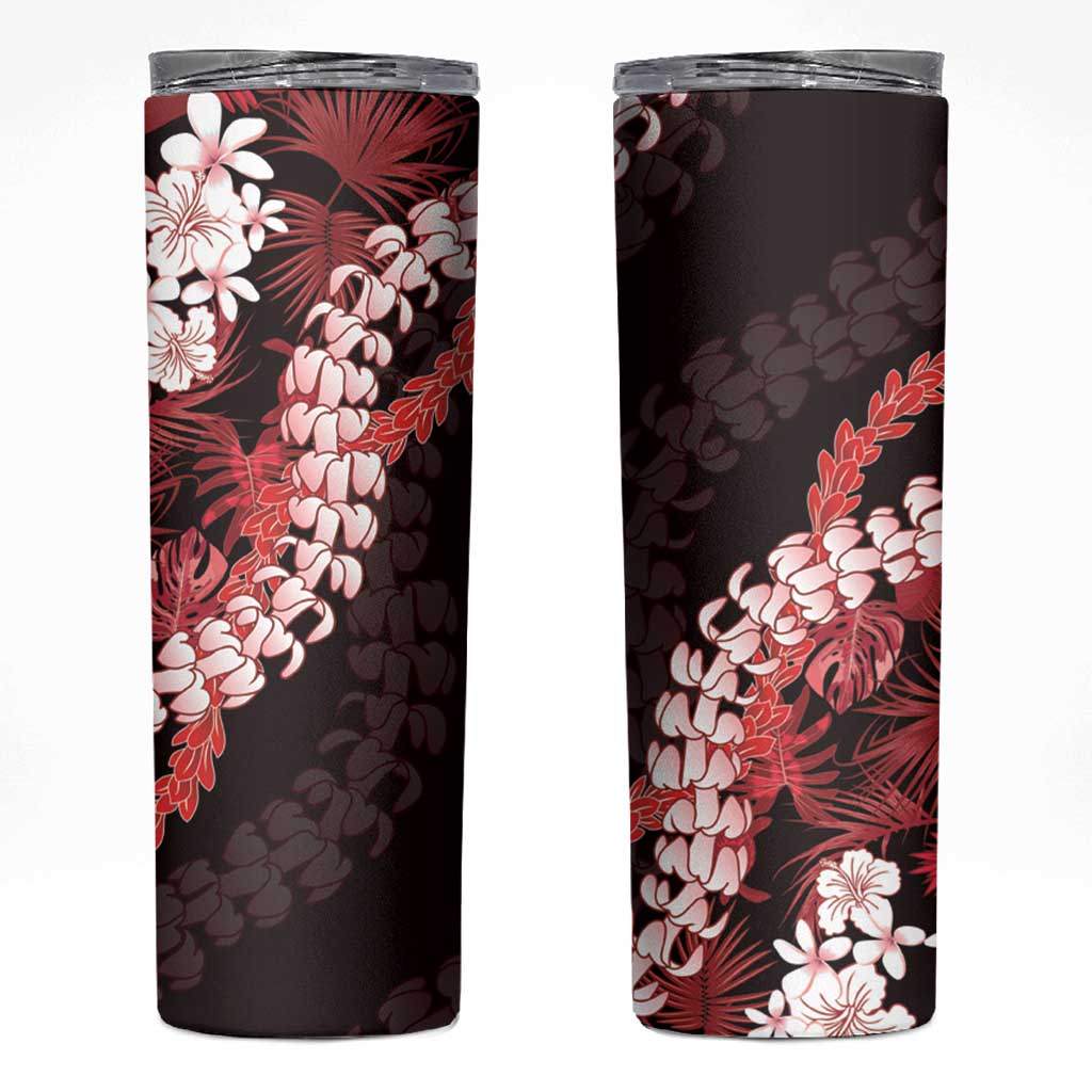 Ulaula Aloha Hawaii Lei Skinny Tumbler Tropical Flowers Elegant Vibe LT14 Red - Polynesian Pride