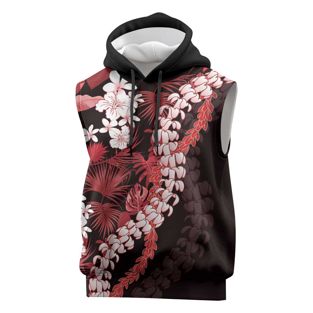 Ulaula Aloha Hawaii Lei Sleeveless Hoodie Tropical Flowers Elegant Vibe LT14 Red - Polynesian Pride