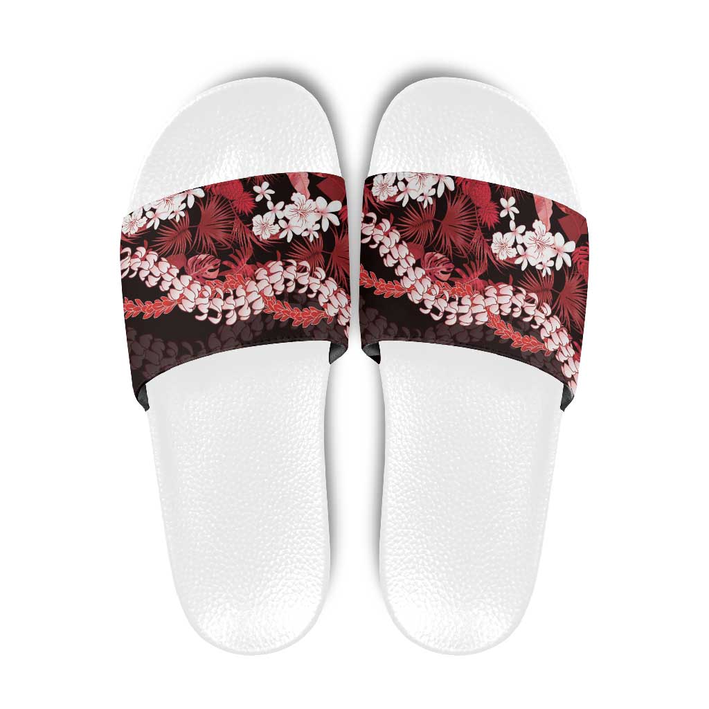 Ulaula Aloha Hawaii Lei Slide Sandals Tropical Flowers Elegant Vibe - Polynesian Pride
