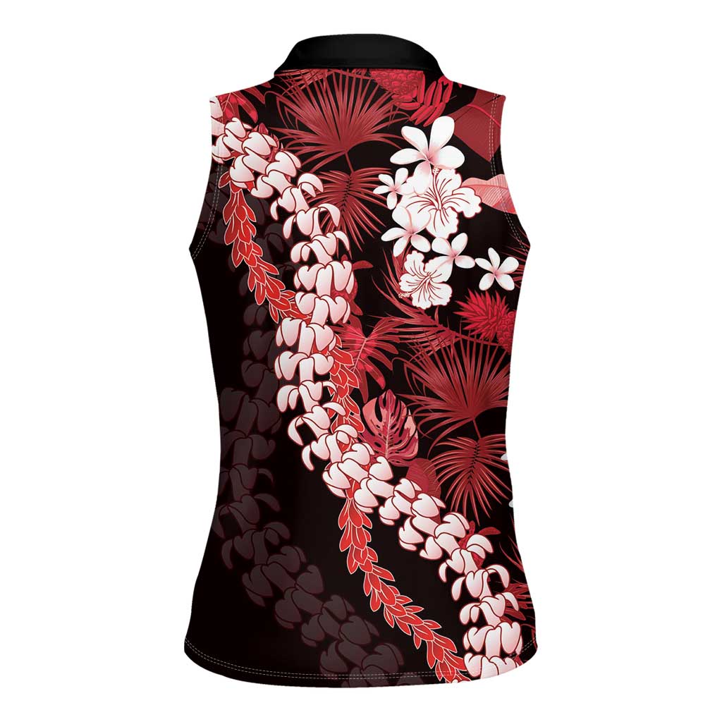 Ulaula Aloha Hawaii Lei Women Sleeveless Polo Shirt Tropical Flowers Elegant Vibe LT14 - Polynesian Pride