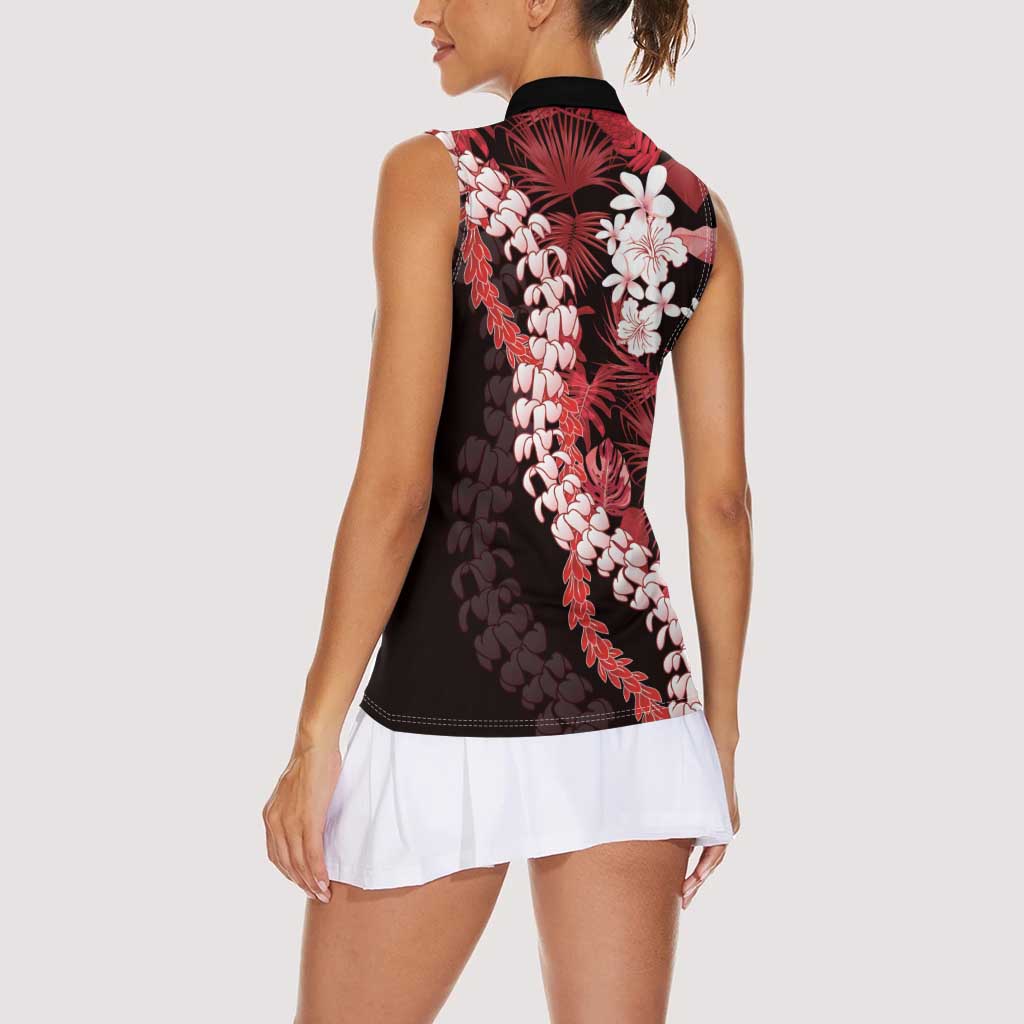 Ulaula Aloha Hawaii Lei Women Sleeveless Polo Shirt Tropical Flowers Elegant Vibe LT14 - Polynesian Pride