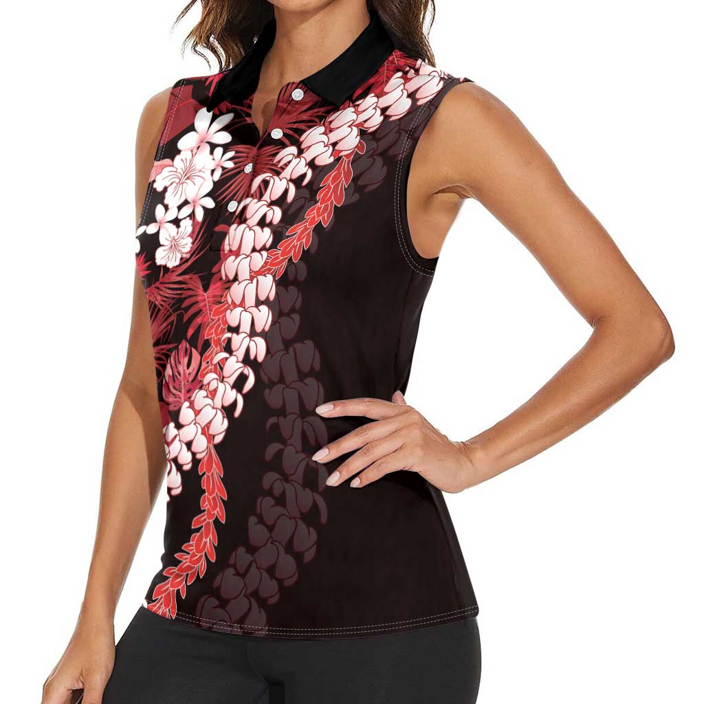 Ulaula Aloha Hawaii Lei Women Sleeveless Polo Shirt Tropical Flowers Elegant Vibe LT14 - Polynesian Pride