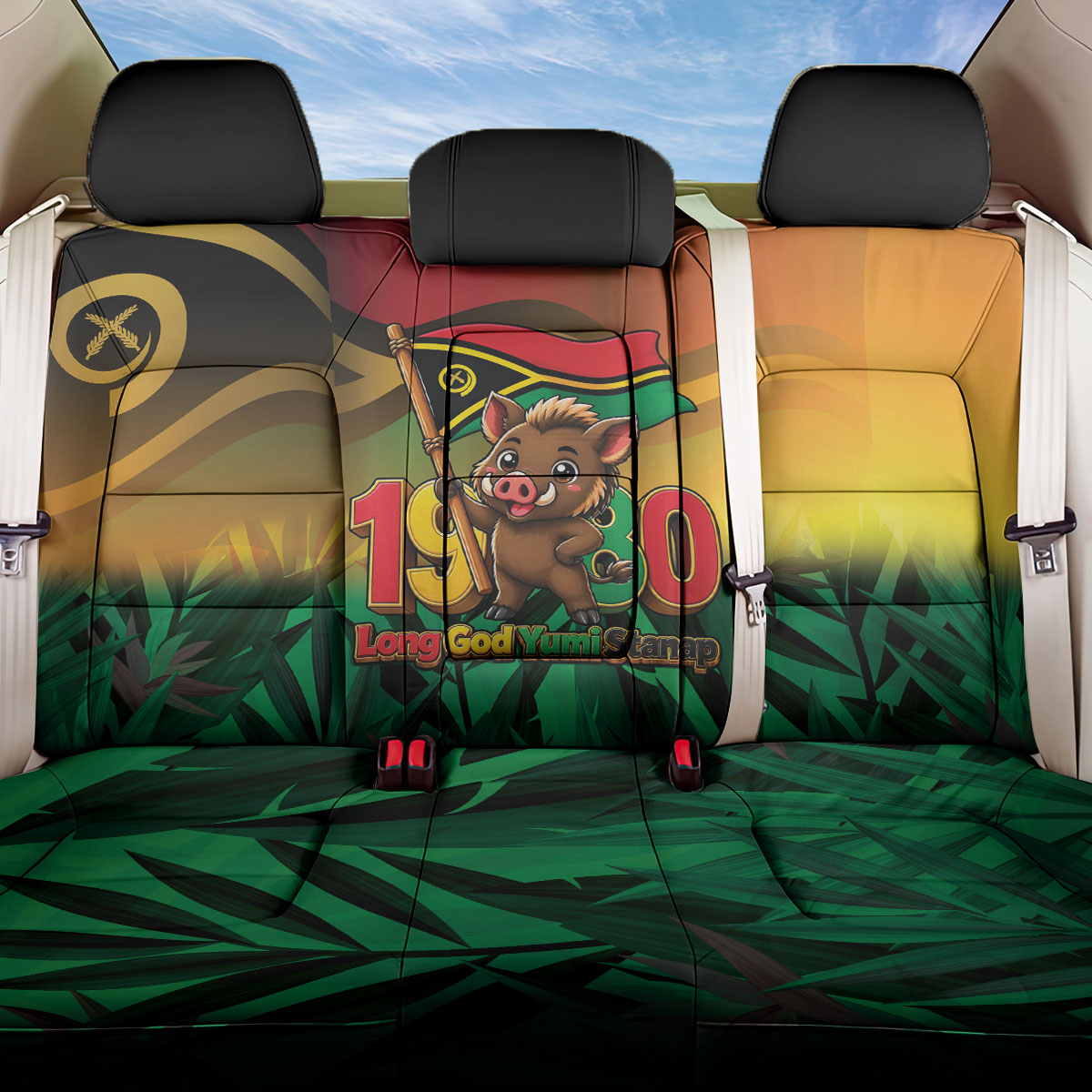 Vanuatu Independence Day Back Car Seat Cover Chibi Boar Proud To Be A Ni-Van LT14 One Size Multicolor - Polynesian Pride