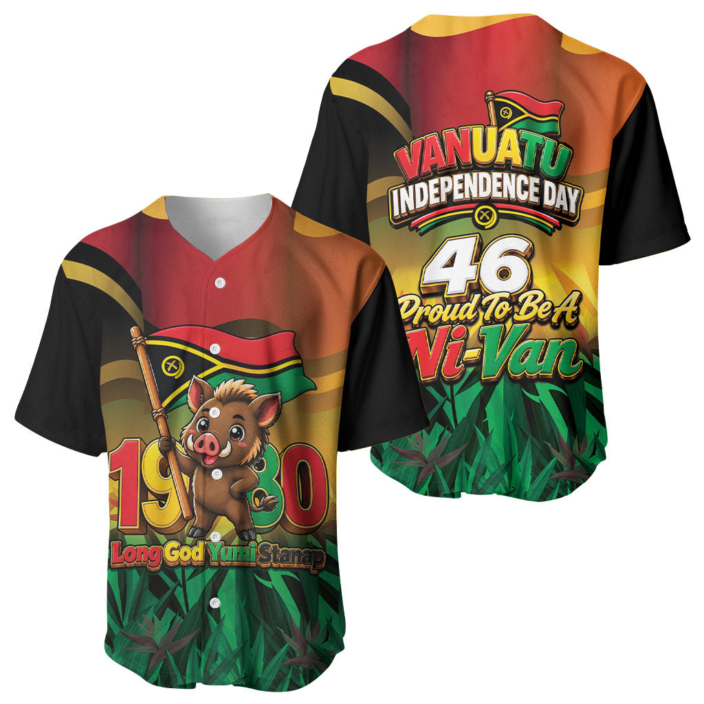 Vanuatu Independence Day Baseball Jersey Chibi Boar Proud To Be A Ni-Van LT14 - Polynesian Pride