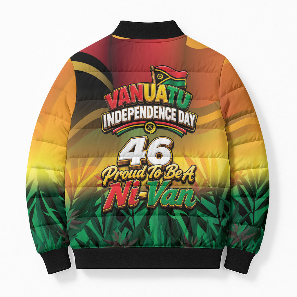 Vanuatu Independence Day Bomber Puffer Jacket Chibi Boar Proud To Be A Ni-Van LT14 - Polynesian Pride