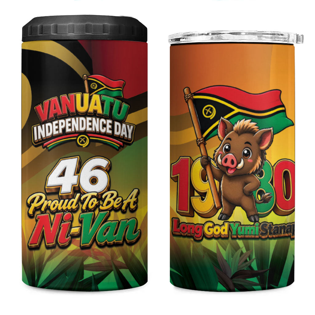 Vanuatu Independence Day 4 in 1 Can Cooler Tumbler Chibi Boar Proud To Be A Ni-Van LT14 One Size: 16 oz Multicolor - Polynesian Pride