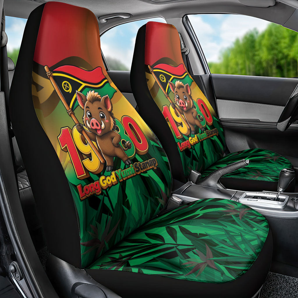 Vanuatu Independence Day Car Seat Cover Chibi Boar Proud To Be A Ni-Van LT14 - Polynesian Pride