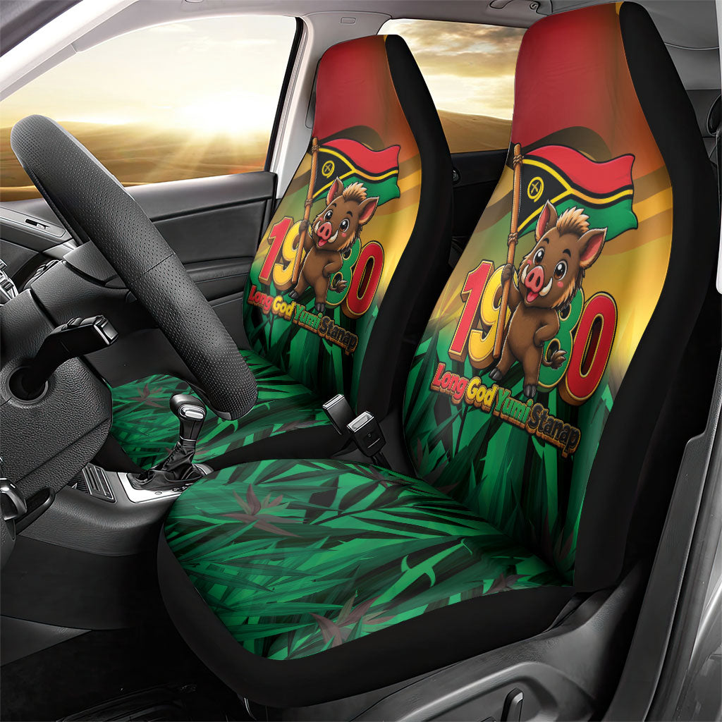 Vanuatu Independence Day Car Seat Cover Chibi Boar Proud To Be A Ni-Van LT14 - Polynesian Pride