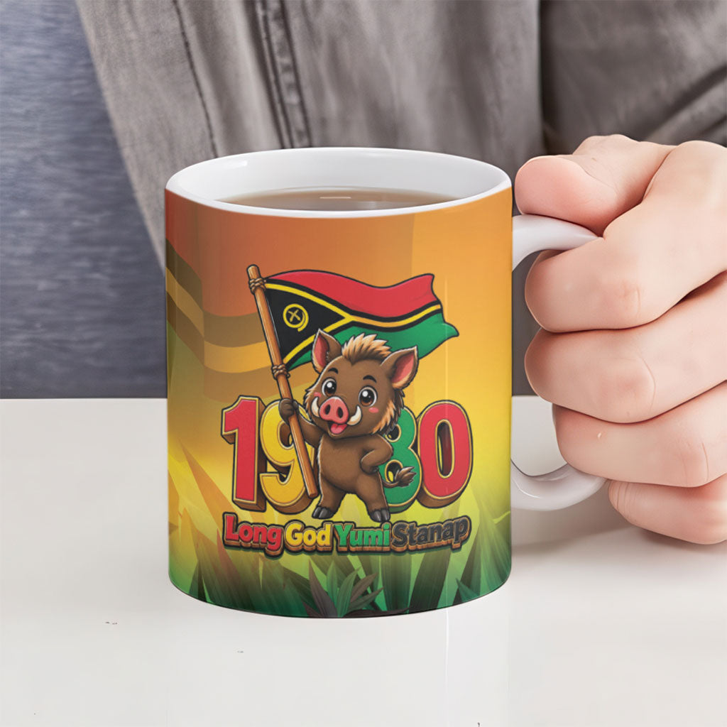 Vanuatu Independence Day Ceramic Mug Chibi Boar Proud To Be A Ni-Van LT14 - Polynesian Pride