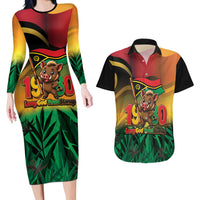 Vanuatu Independence Day Couples Matching Long Sleeve Bodycon Dress and Hawaiian Shirt Chibi Boar Proud To Be A Ni-Van LT14 Multicolor - Polynesian Pride