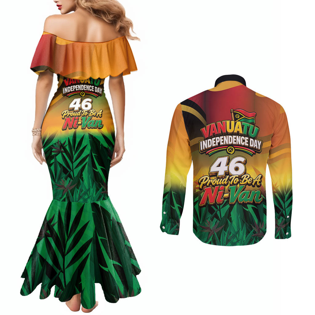 Vanuatu Independence Day Couples Matching Mermaid Dress and Long Sleeve Button Shirt Chibi Boar Proud To Be A Ni-Van LT14 - Polynesian Pride