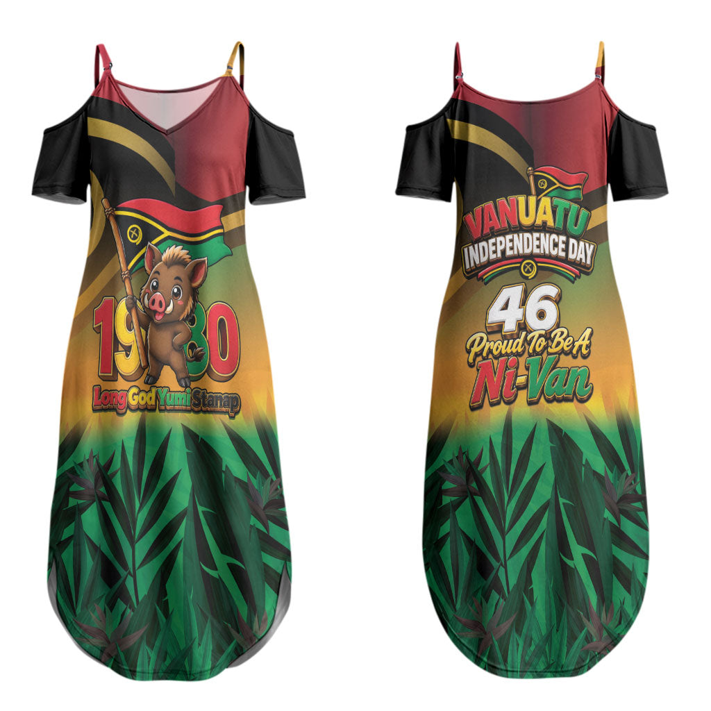 Vanuatu Independence Day Couples Matching Summer Maxi Dress and Hawaiian Shirt Chibi Boar Proud To Be A Ni-Van LT14 - Polynesian Pride