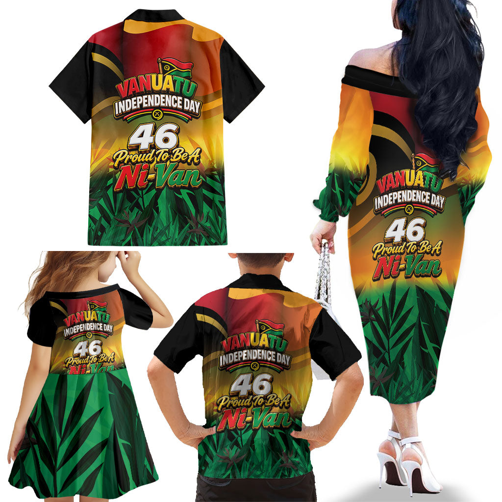 Vanuatu Independence Day Family Matching Off The Shoulder Long Sleeve Dress and Hawaiian Shirt Chibi Boar Proud To Be A Ni-Van LT14 - Polynesian Pride