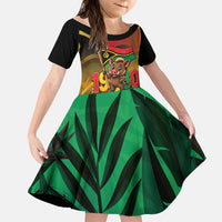 Vanuatu Independence Day Family Matching Off Shoulder Short Dress and Hawaiian Shirt Chibi Boar Proud To Be A Ni-Van LT14 Daughter's Dress Multicolor - Polynesian Pride