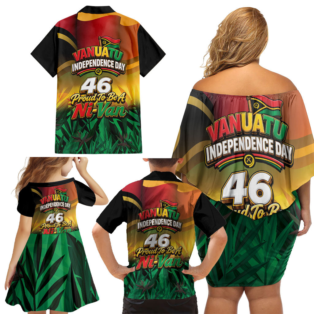 Vanuatu Independence Day Family Matching Off Shoulder Short Dress and Hawaiian Shirt Chibi Boar Proud To Be A Ni-Van LT14 - Polynesian Pride