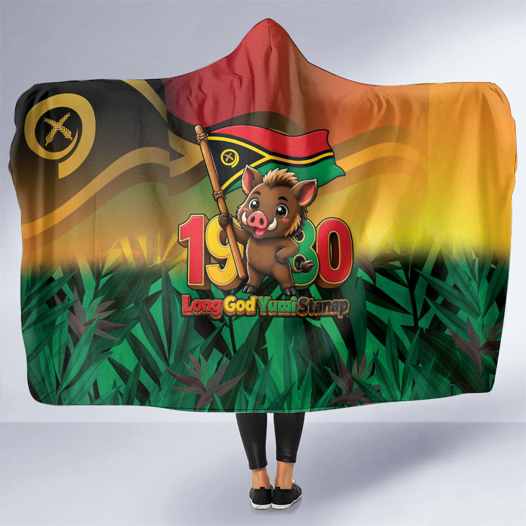 Vanuatu Independence Day Hooded Blanket Chibi Boar Proud To Be A Ni-Van LT14 One Size Multicolor - Polynesian Pride