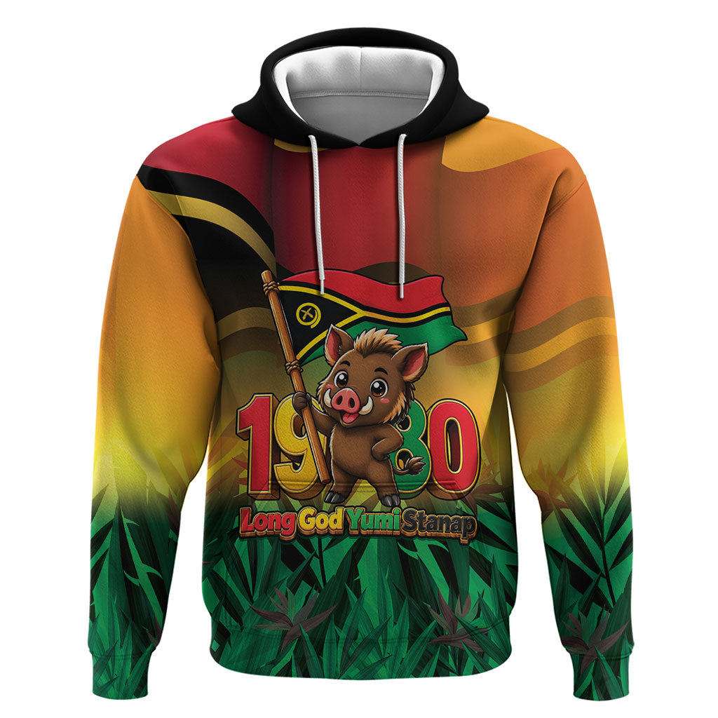 Vanuatu Independence Day Hoodie Chibi Boar Proud To Be A Ni-Van LT14 Pullover Hoodie Multicolor - Polynesian Pride