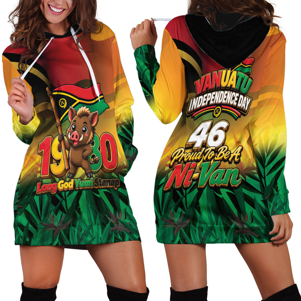 Vanuatu Independence Day Hoodie Dress Chibi Boar Proud To Be A Ni-Van LT14 - Polynesian Pride