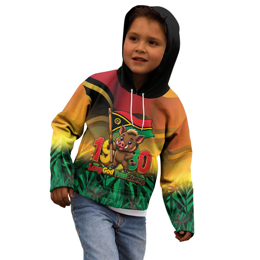 Vanuatu Independence Day Kid Hoodie Chibi Boar Proud To Be A Ni-Van LT14 - Polynesian Pride