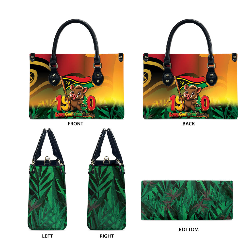 Vanuatu Independence Day Leather Bag Chibi Boar Proud To Be A Ni-Van LT14 - Polynesian Pride