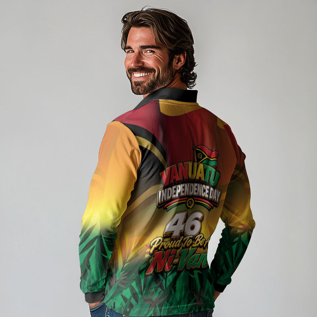 Vanuatu Independence Day Long Sleeve Polo Shirt Chibi Boar Proud To Be A Ni-Van LT14 - Polynesian Pride