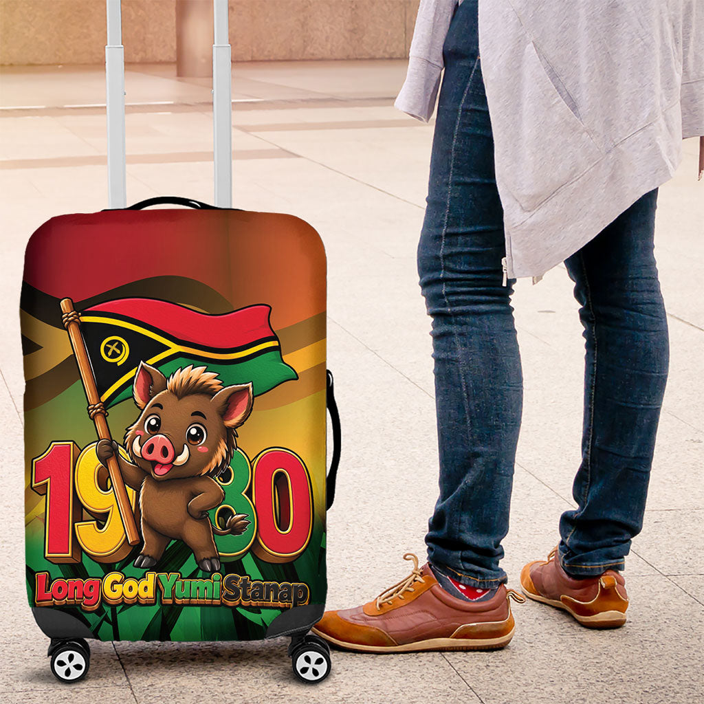 Vanuatu Independence Day Luggage Cover Chibi Boar Proud To Be A Ni-Van LT14 Multicolor - Polynesian Pride