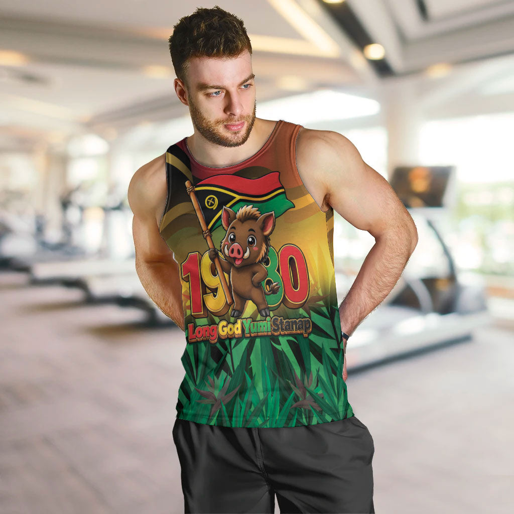 Vanuatu Independence Day Men Tank Top Chibi Boar Proud To Be A Ni-Van LT14 Multicolor - Polynesian Pride