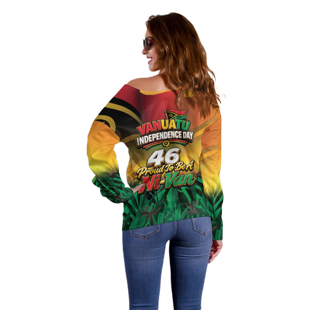 Vanuatu Independence Day Off Shoulder Sweater Chibi Boar Proud To Be A Ni-Van LT14 - Polynesian Pride