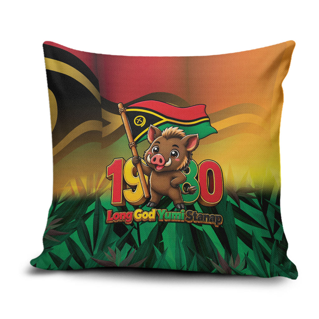 Vanuatu Independence Day Pillow Cover Chibi Boar Proud To Be A Ni-Van LT14 Multicolor - Polynesian Pride