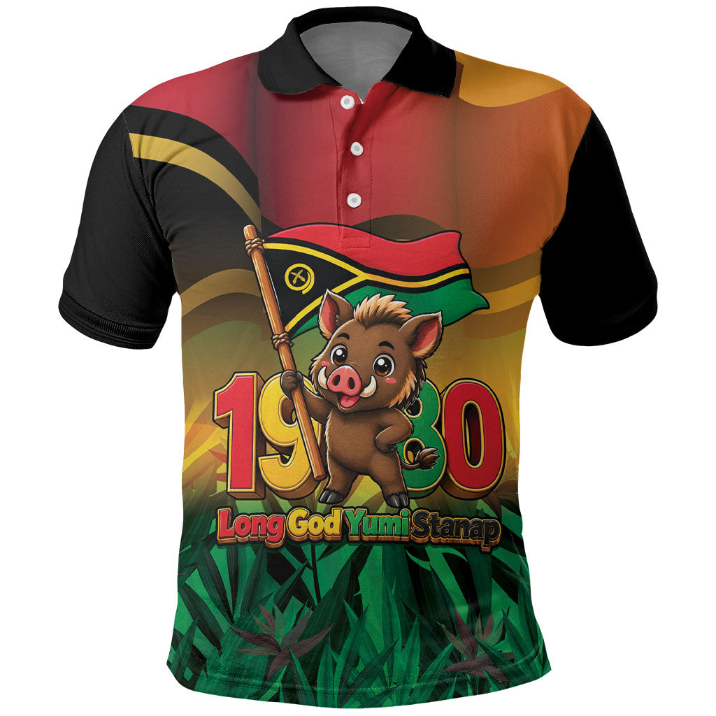 Vanuatu Independence Day Polo Shirt Chibi Boar Proud To Be A Ni-Van LT14 Multicolor - Polynesian Pride
