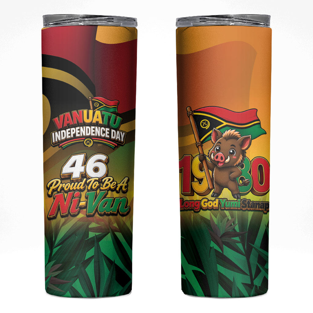 Vanuatu Independence Day Skinny Tumbler Chibi Boar Proud To Be A Ni-Van LT14 Multicolor - Polynesian Pride