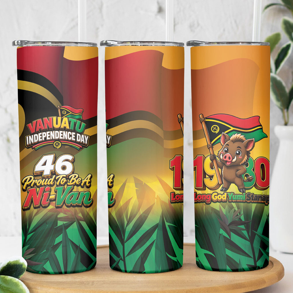 Vanuatu Independence Day Skinny Tumbler Chibi Boar Proud To Be A Ni-Van LT14 - Polynesian Pride