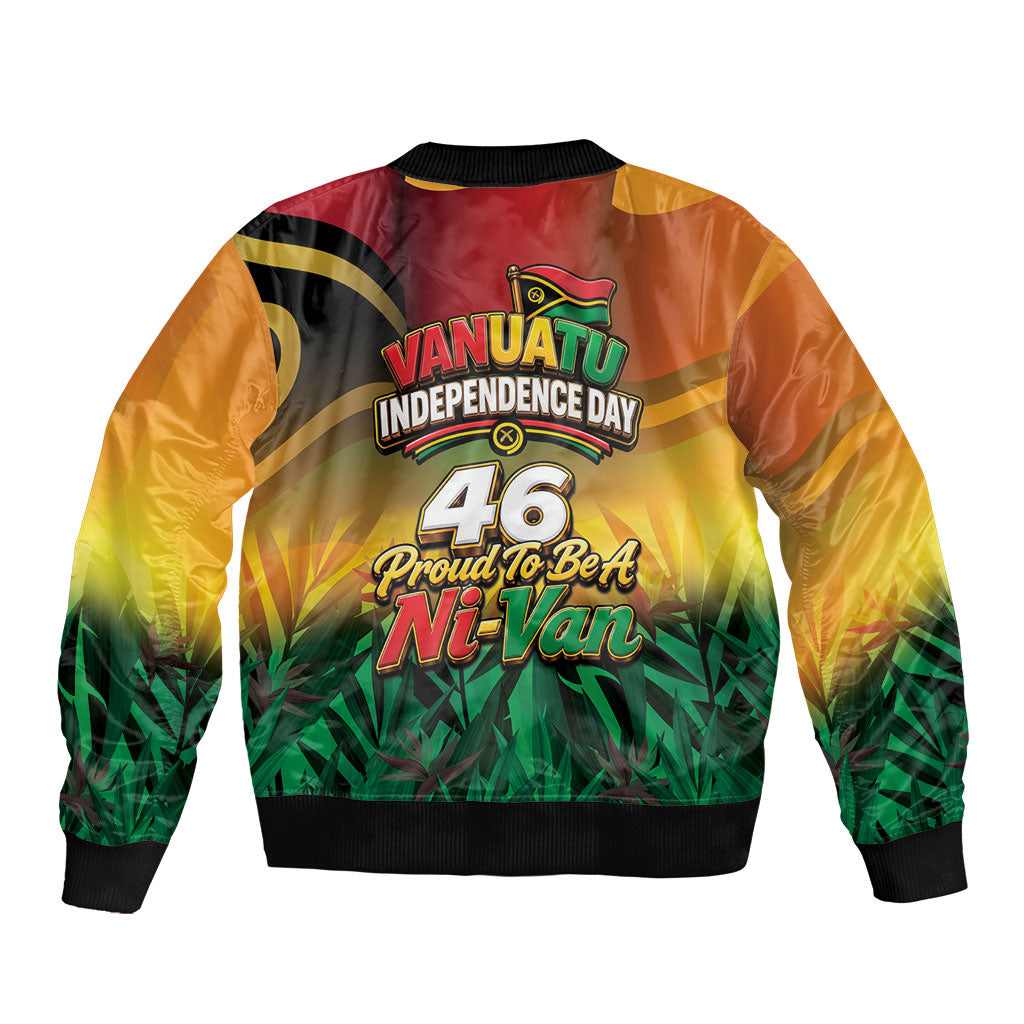 Vanuatu Independence Day Sleeve Zip Bomber Jacket Chibi Boar Proud To Be A Ni-Van LT14 - Polynesian Pride